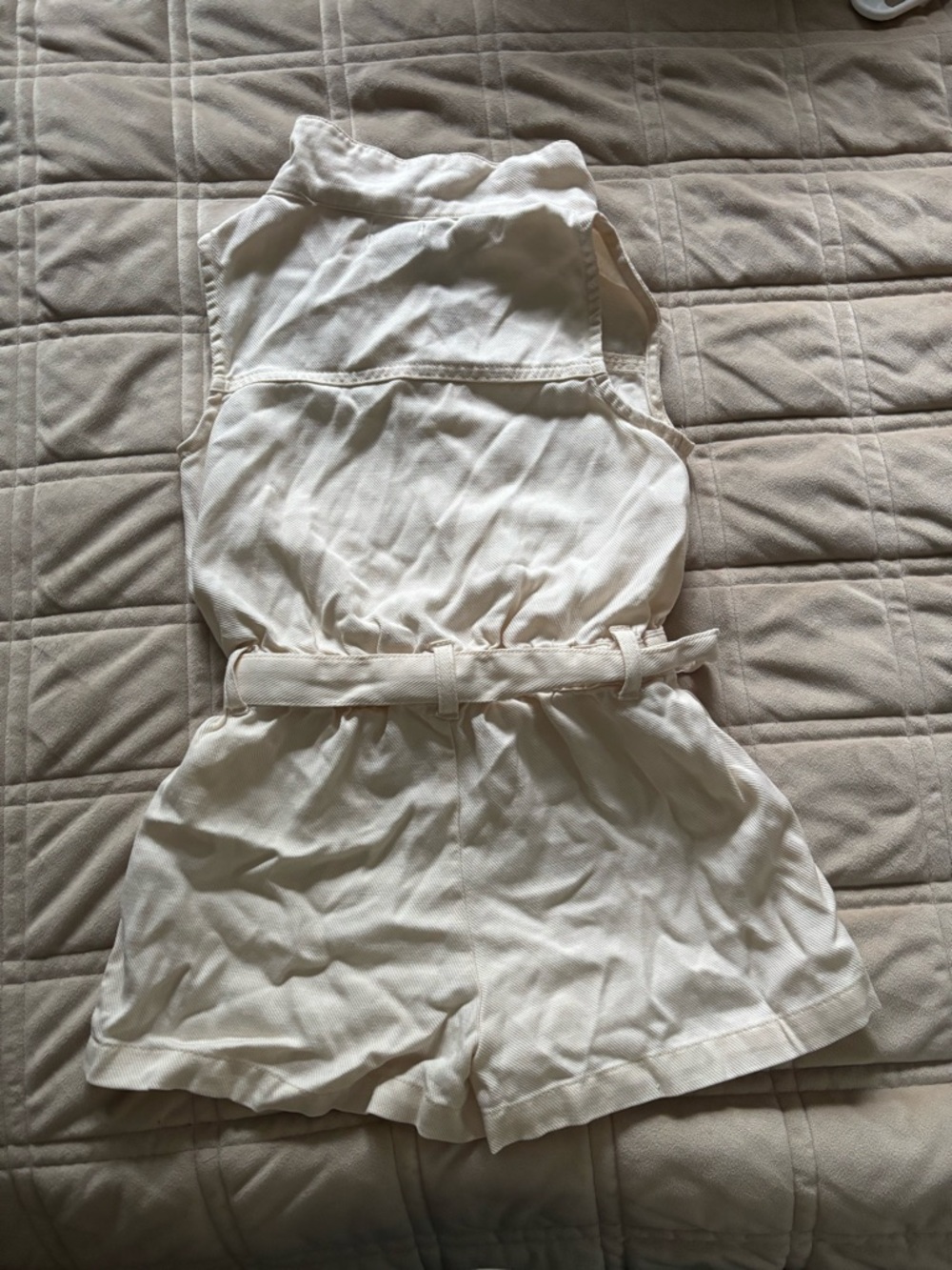 Max Studio Cream Button-Front Collared Romper - Picture 4 of 5